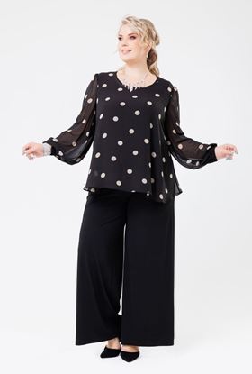 Изображение Блуза 132567 черно-бежевый горох